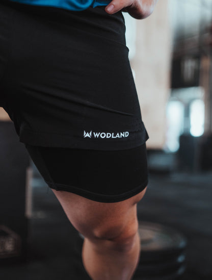 SHORTS CON MALLA 2 EN 1 NEGRO