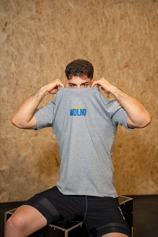 ATHLETE SERIES UNISEX T-SHIRT GRIS Y AZUL